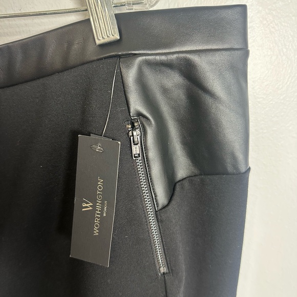 Worthington Black Leggings with Faux Leather Detail size 3x New with Tags - Picture 2 of 6